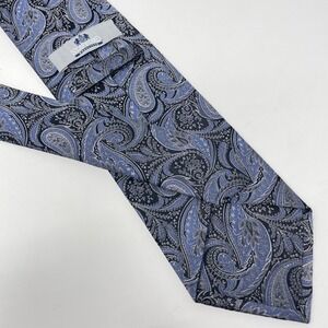 Stafford Executive Mens Silk Tie Blue Silver Black Paisley Formal Necktie